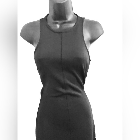 Zara black scuba fit twisted back cutout front slit sleeveless dress size XS new - Picture 8 of 16